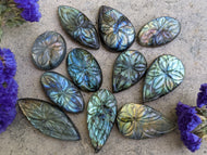 Labradorite Carved Floral Cabochons