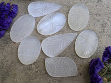 Load image into Gallery viewer, Selenite Satin Spar Carved Cabochons
