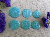 Amazonite Carved Face Cabochons