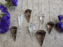 Load image into Gallery viewer, Smoky Quartz and Clear Quartz Pendulums
