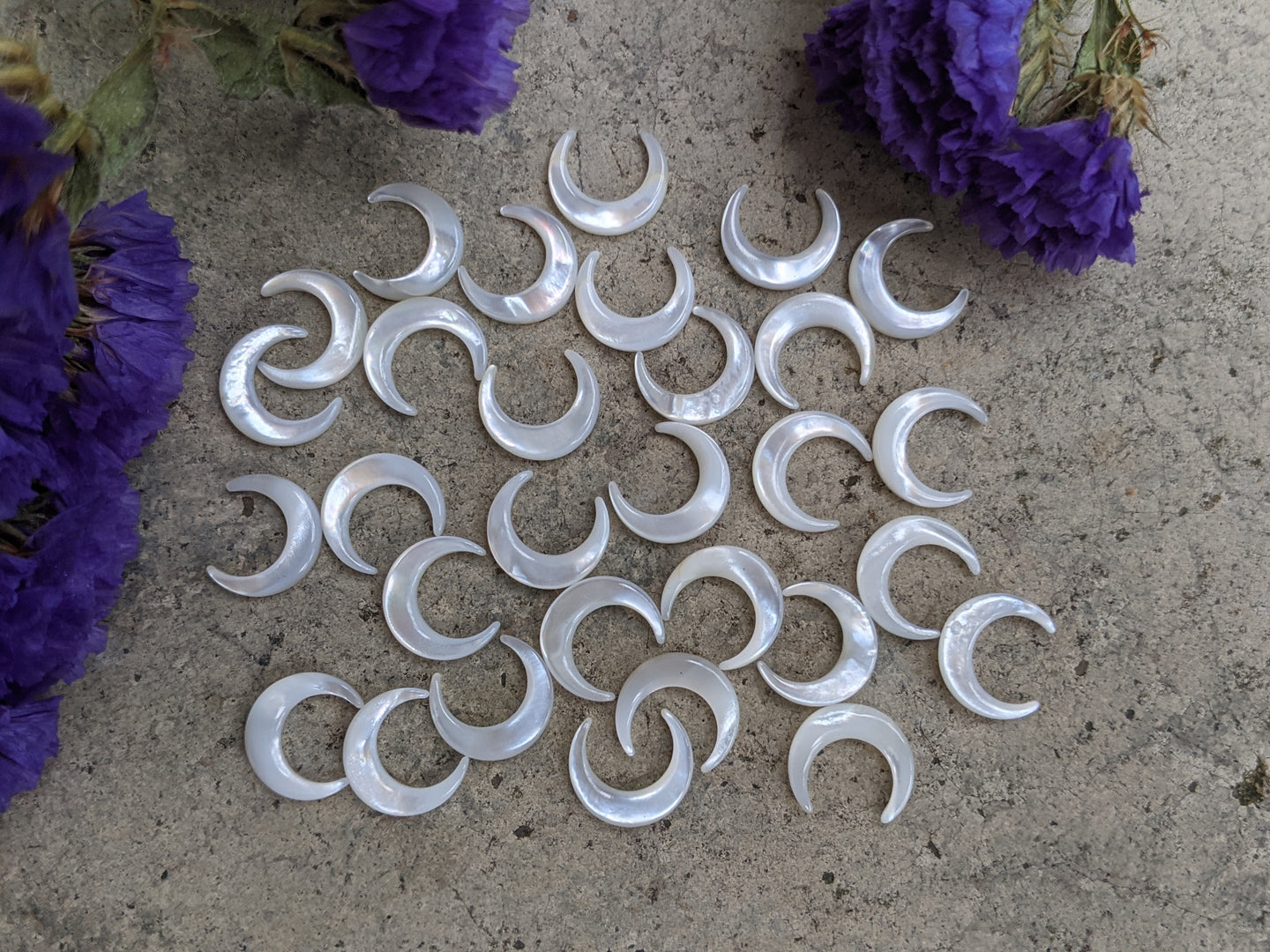 Mother of Pearl Mini Crescent Moons