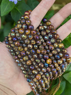 Tigers Eye (Mystic) Faceted Round Beads - 6mm and 8mm