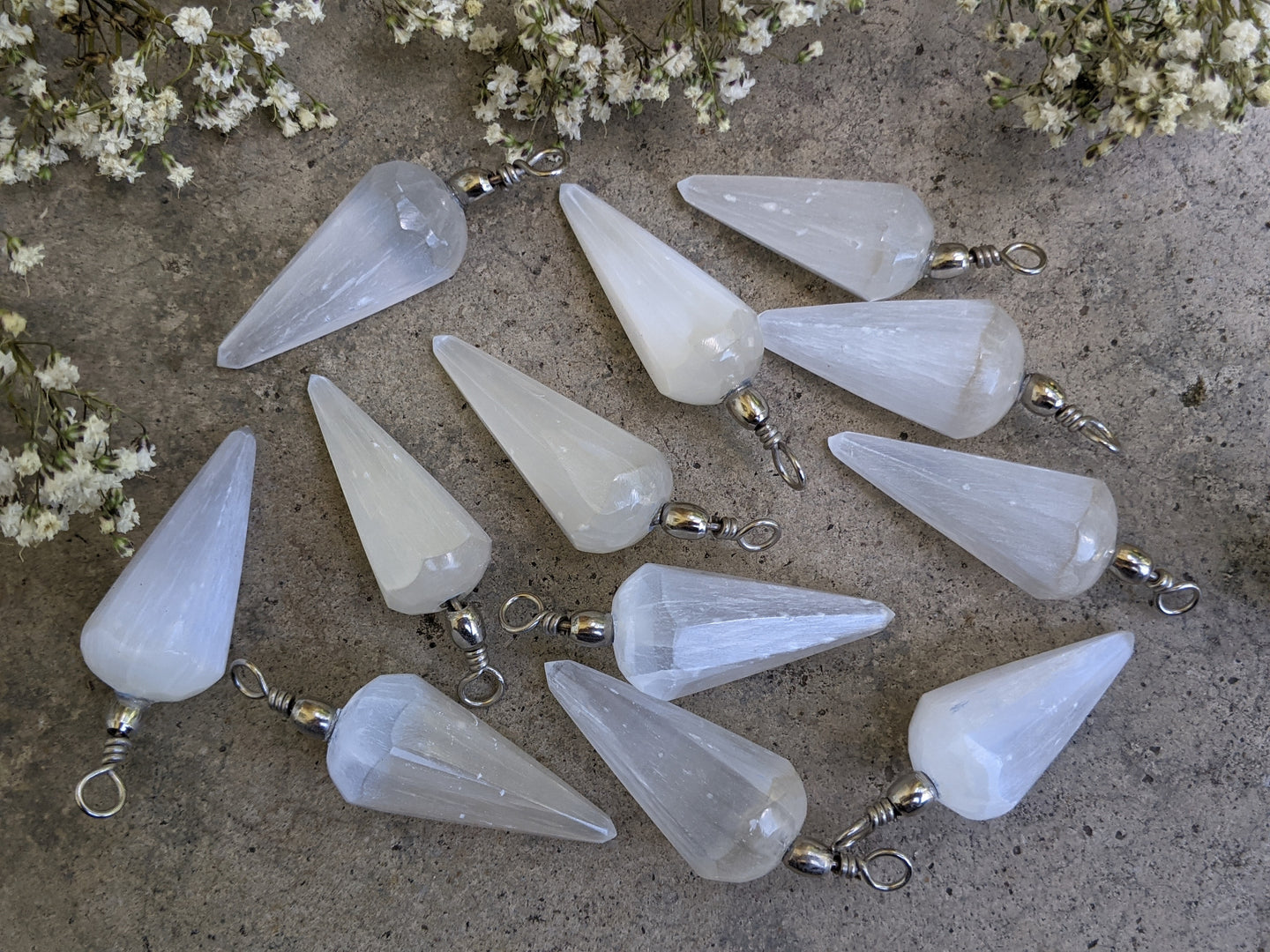 Selenite Satin Spar Pendants