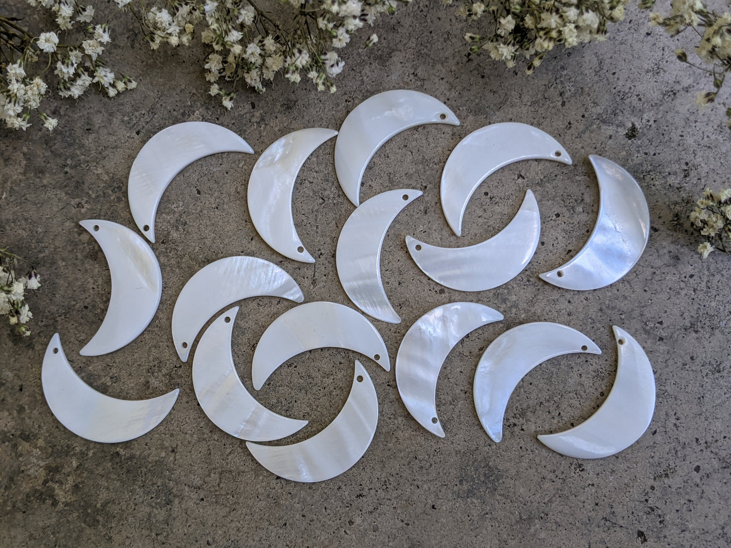 Mother of Pearl Drilled Crescent Moons