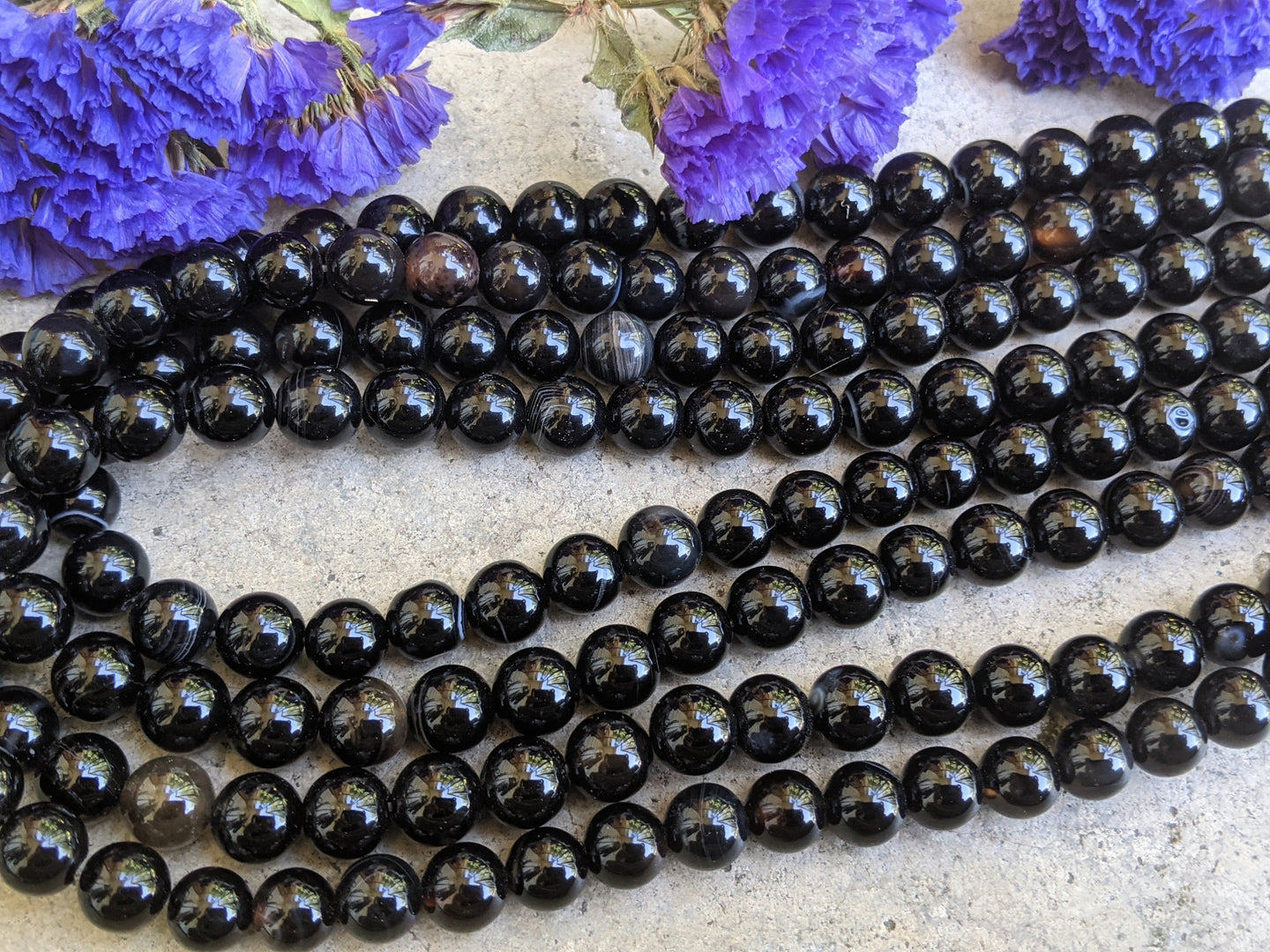 Black Agate 8mm Round Beads