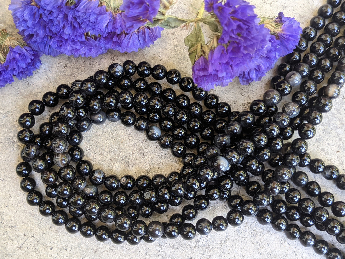 Black Agate 6mm Round Beads
