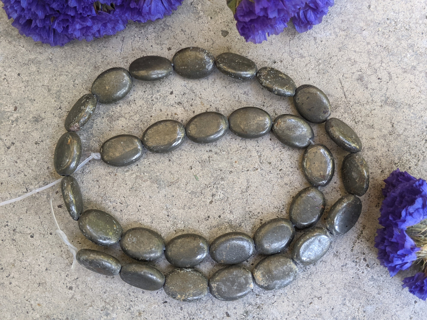 Pyrite Oval Beads