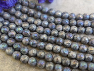Larvikite (Mystic) Faceted Round Beads - 8mm