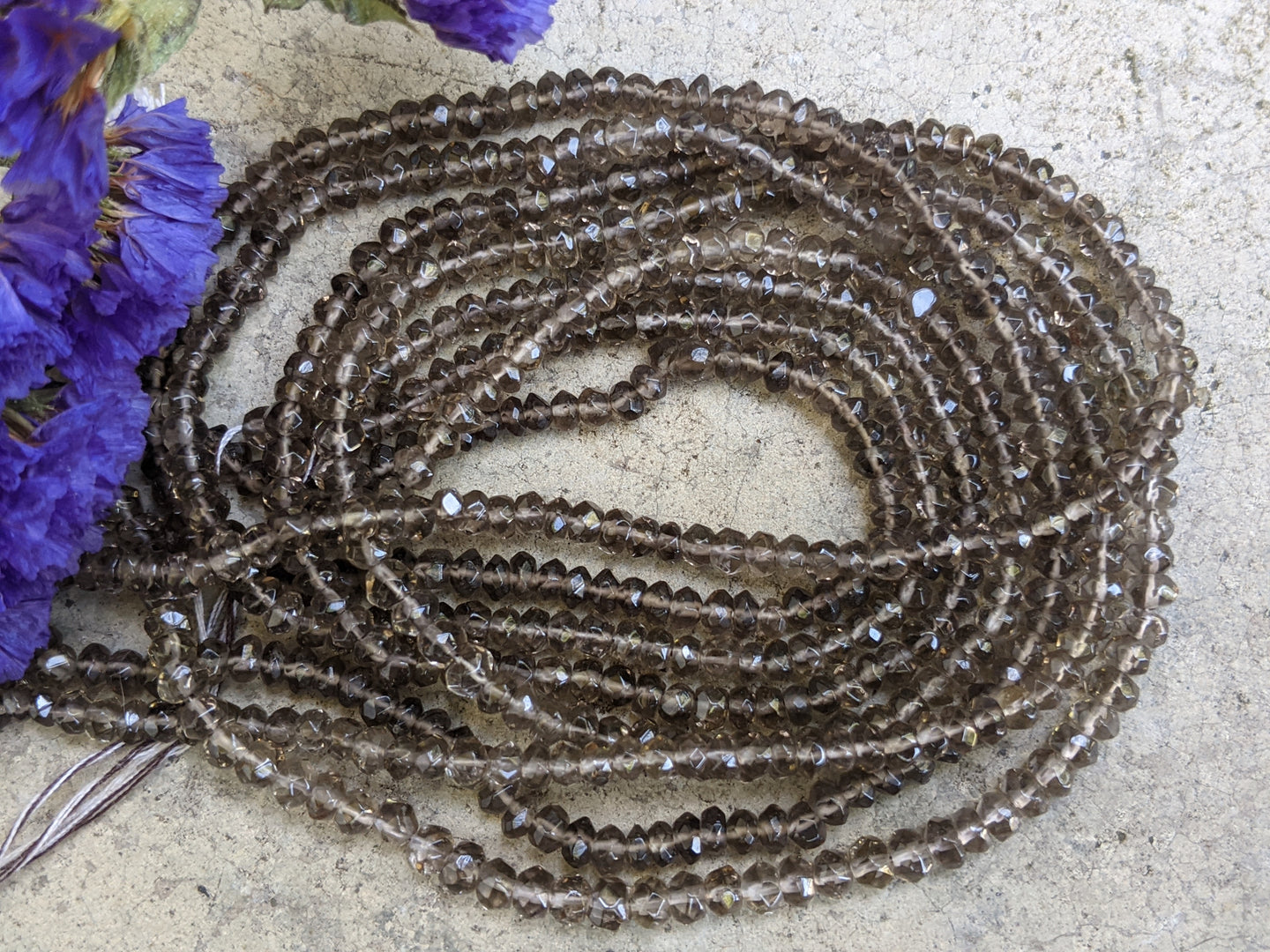 Smoky Quartz Faceted Rondelle Beads