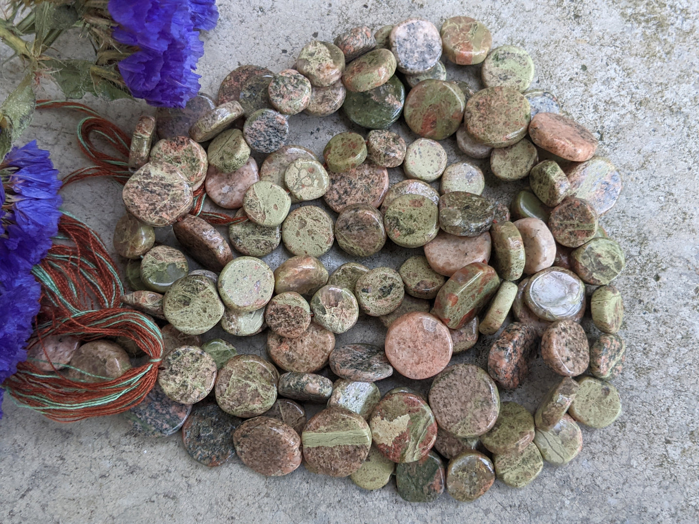 Unakite Coin Beads