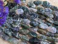 Moss Agate Hand Knapped Beads