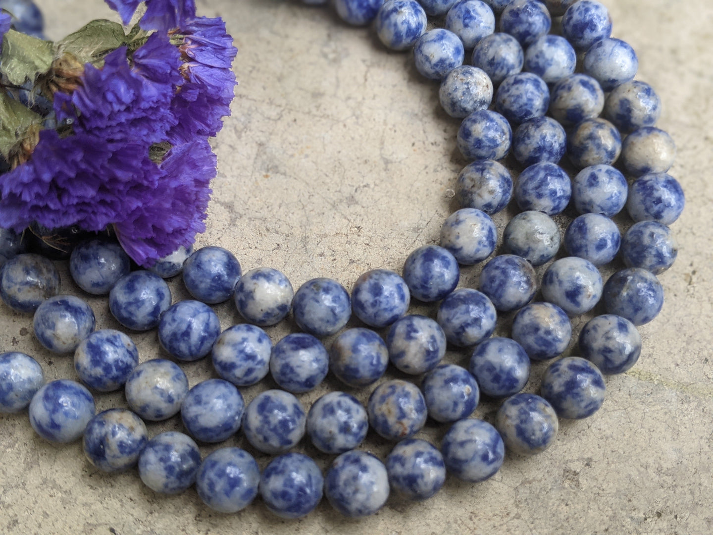 Blue Dot Jasper Round Beads - 8mm