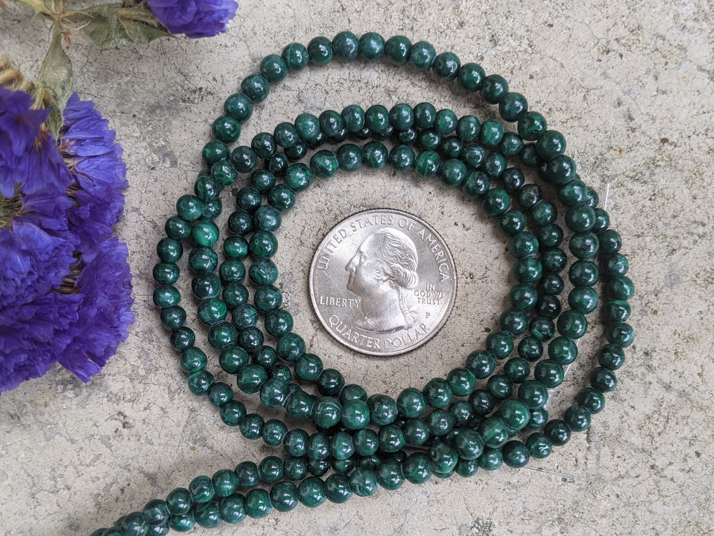 Malachite Round Beads - 4mm