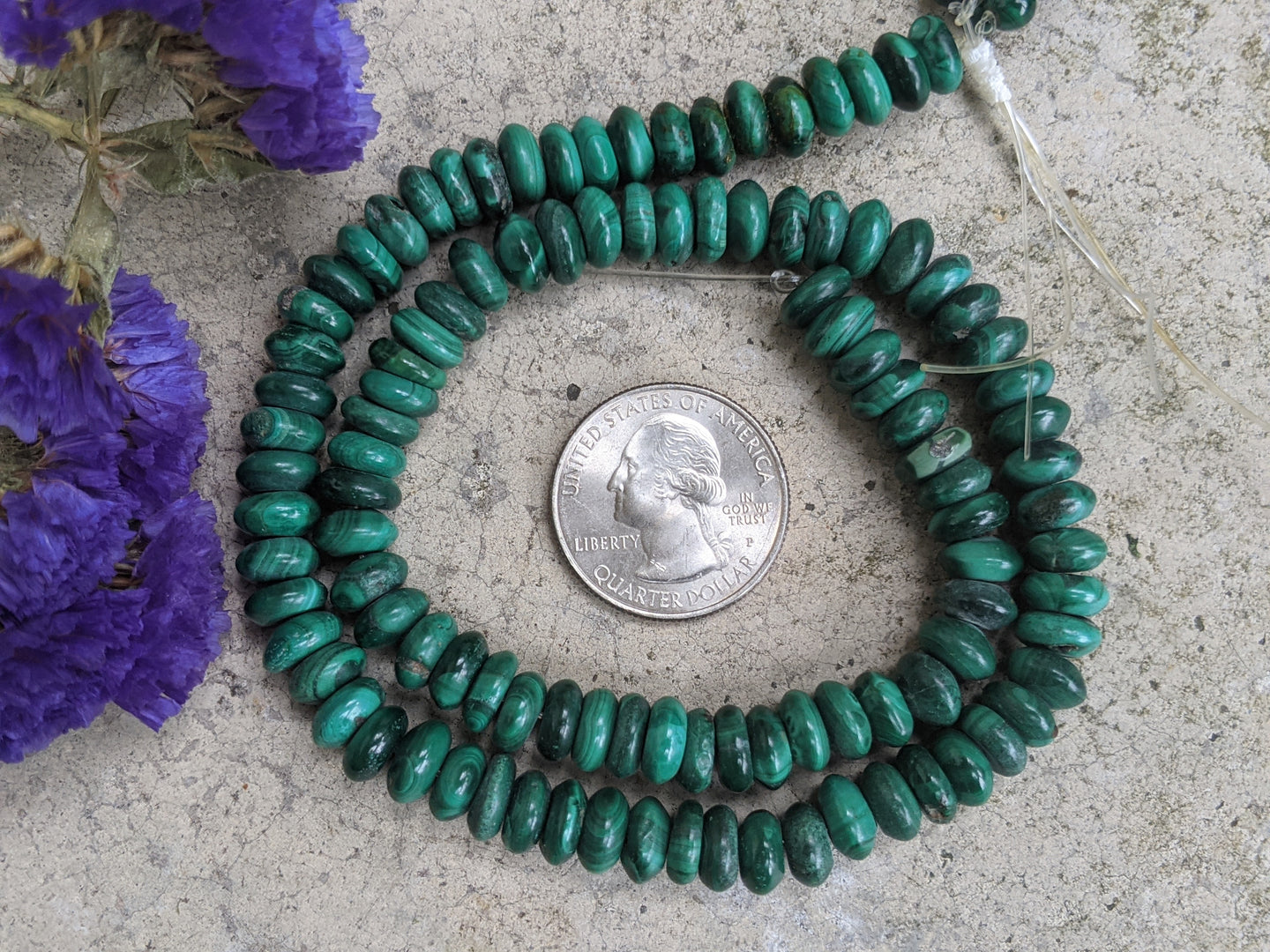 Malachite 8mm Rondelle Beads