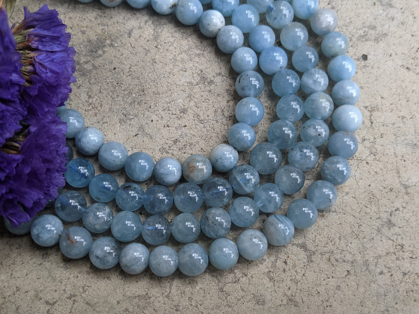 Aquamarine Round Beads - 6mm