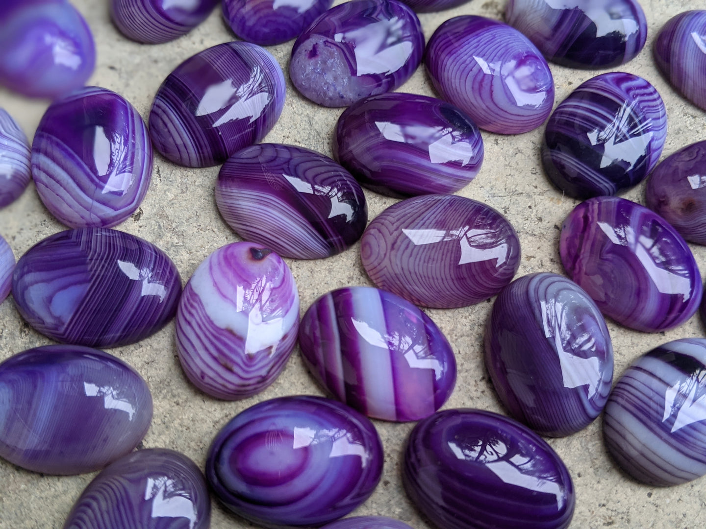Banded Onyx Purple Oval Cabochons - 15x20