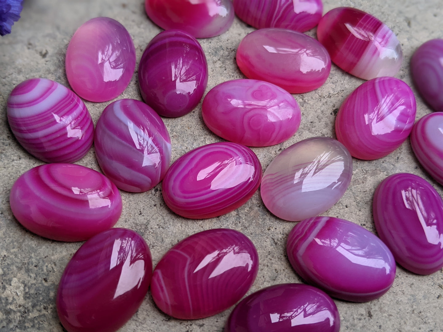 Banded Onyx Dark Pink Oval Cabochons - 13x18