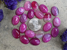 Load image into Gallery viewer, Banded Onyx Dark Pink Oval Cabochons - 13x18
