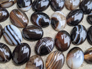 Banded Onyx Black Oval Cabochons - 15x20