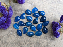 Load image into Gallery viewer, Banded Onyx Dark Blue Teardrop Cabochons - 10x14
