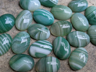 Banded Onyx Green Oval Cabochons - 13x18mm