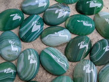 Load image into Gallery viewer, Banded Onyx Green Oval Cabochons - 18x25
