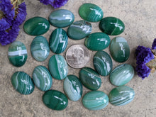 Load image into Gallery viewer, Banded Onyx Green Oval Cabochons - 18x25
