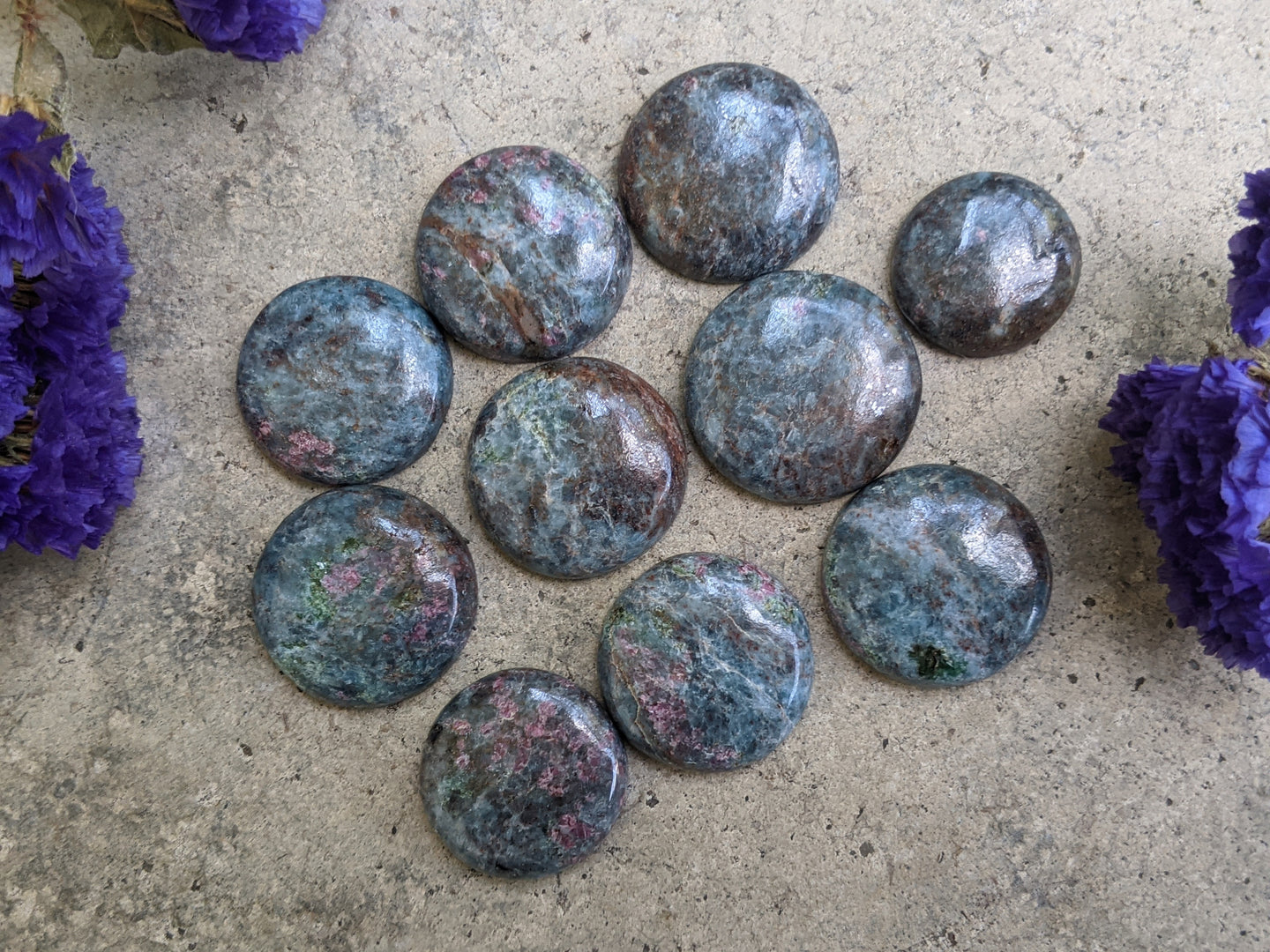 Ruby in Kyanite Round Cabochons