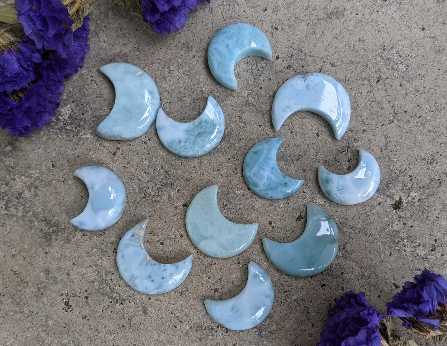 Larimar Crescent Moon Cabochons