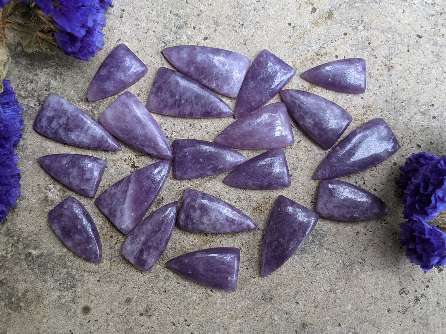 Lepidolite Rounded Triangle Cabochons