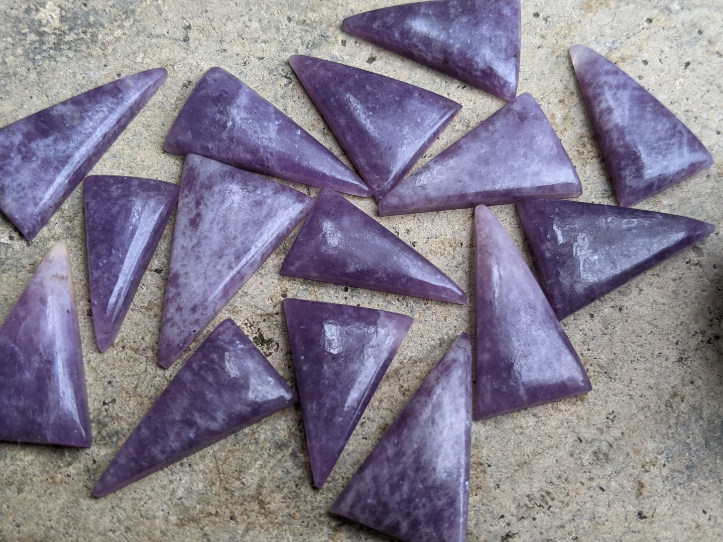 Lepidolite Triangle Cabochons