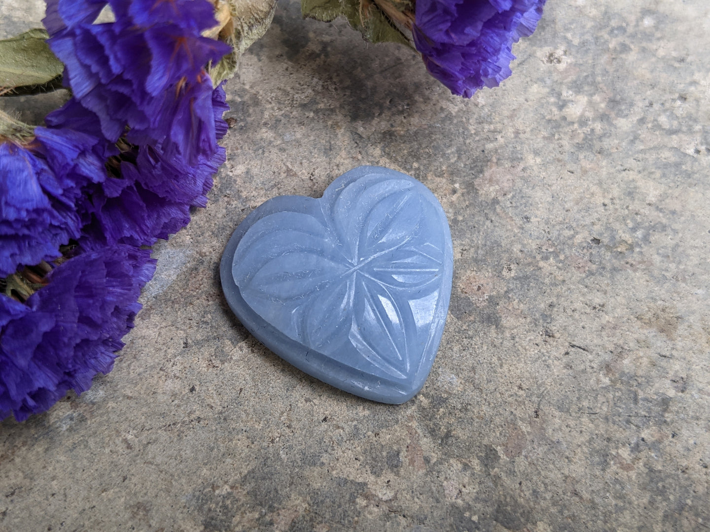 Angelite Carved Heart Cabochon