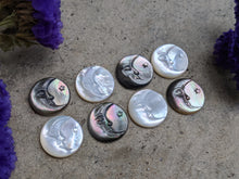 Load image into Gallery viewer, Mother of Pearl Carved Moon Cabochons
