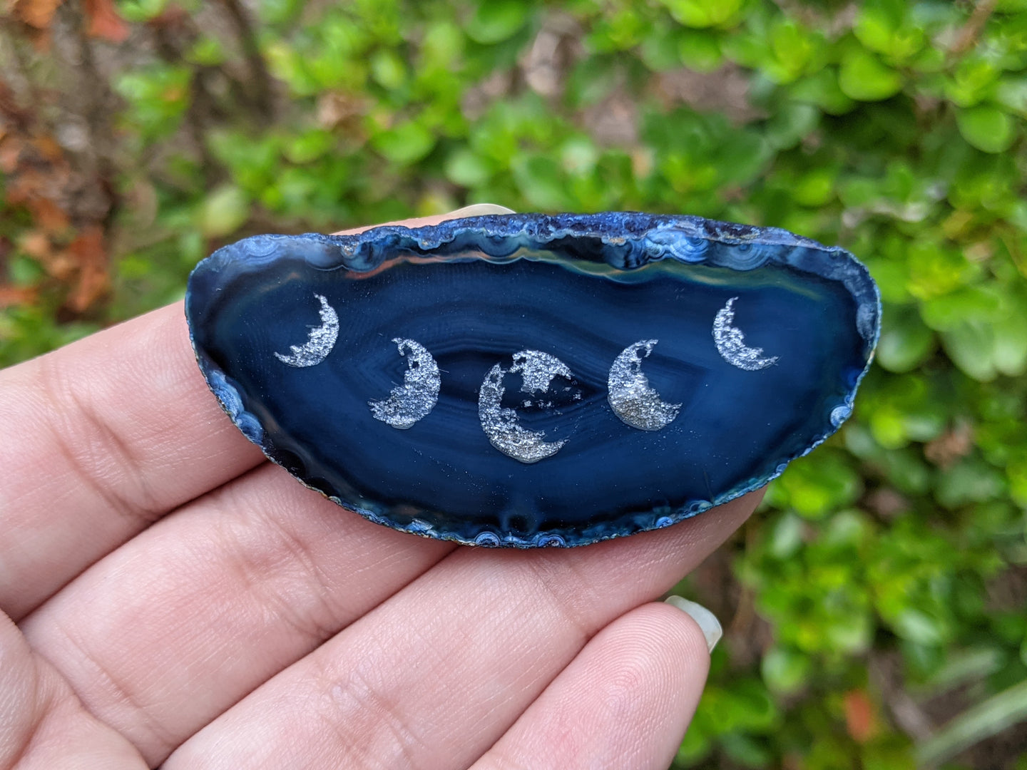 Moon Phase Etched Agate Slice