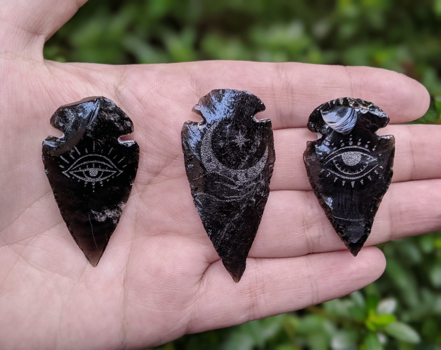Etched Obsidian Arrowheads