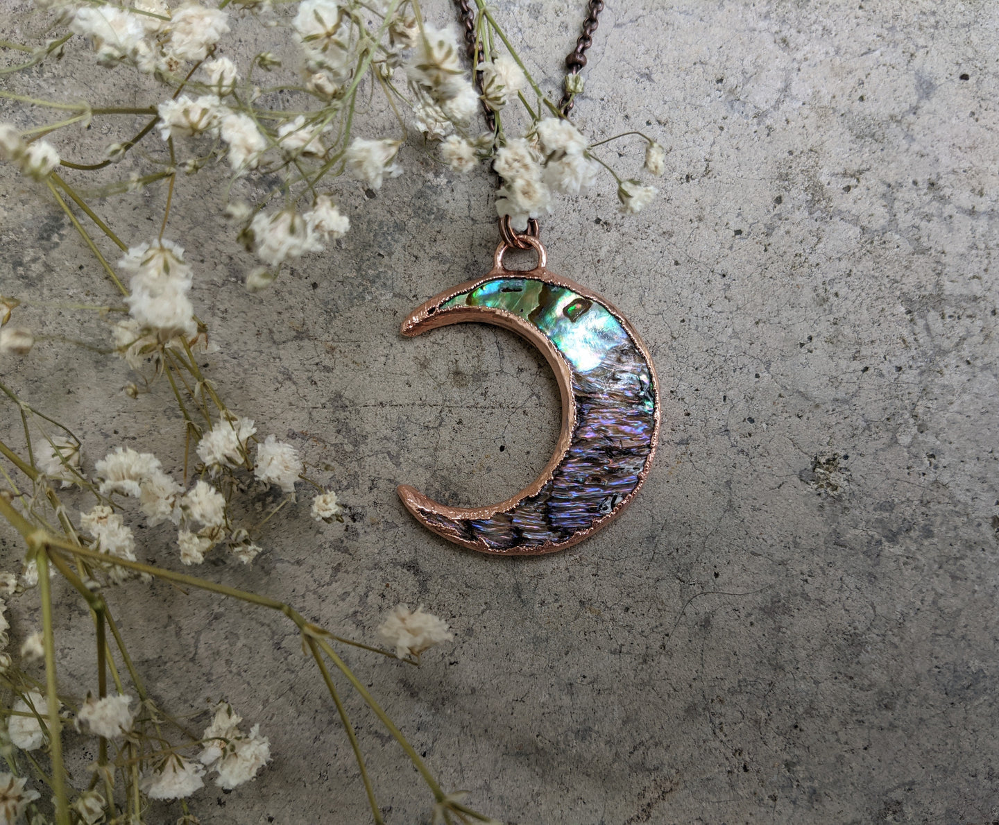 Handmade Abalone Crescent Moon Pendant