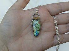 Load image into Gallery viewer, Labradorite Coffin and Bat Pendant
