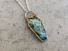 Load image into Gallery viewer, Labradorite Coffin and Bat Pendant
