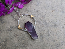 Load image into Gallery viewer, Chevron Amethyst Coffin Pendant

