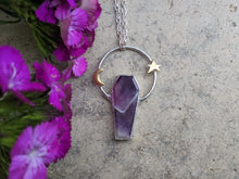 Load image into Gallery viewer, Chevron Amethyst Coffin Pendant
