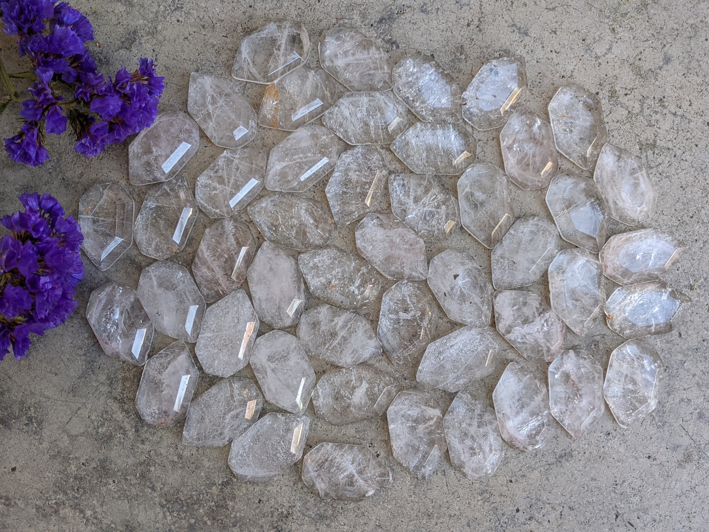 Quartz Faceted Pentagon Cabochons