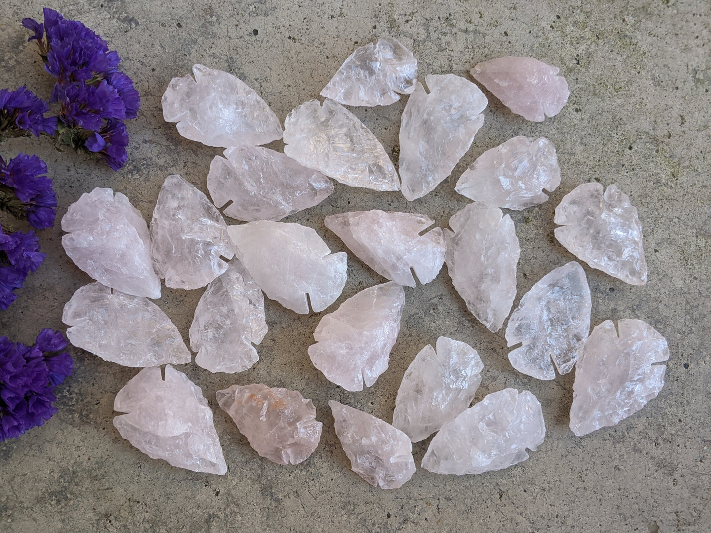 Rose Quartz Knapped Arrowheads