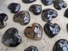 Load image into Gallery viewer, Tourmalinated Quartz Heart Cabochons
