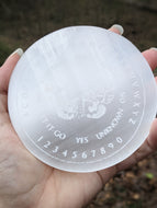 Selenite Satin Spar Charging Pendulum Plate - Moth