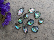 Abalone and Clear Quartz Doublet Cabochons