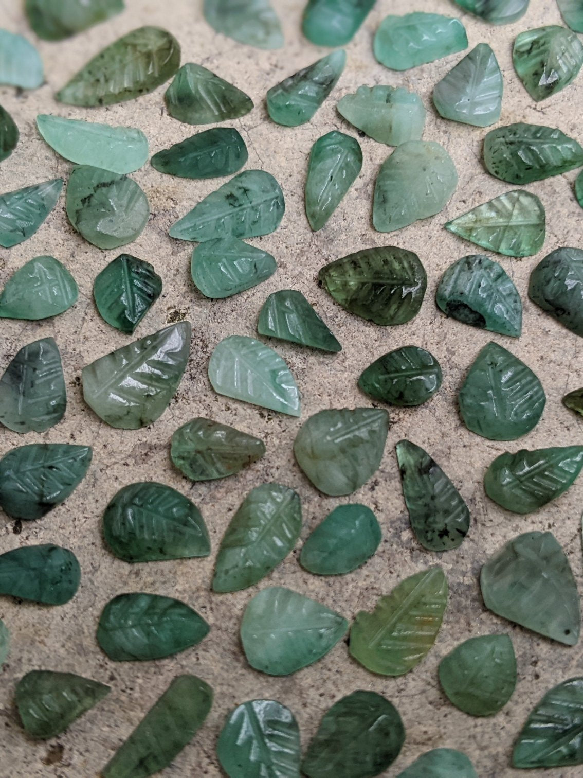Emerald Carved Leaf Cabochons