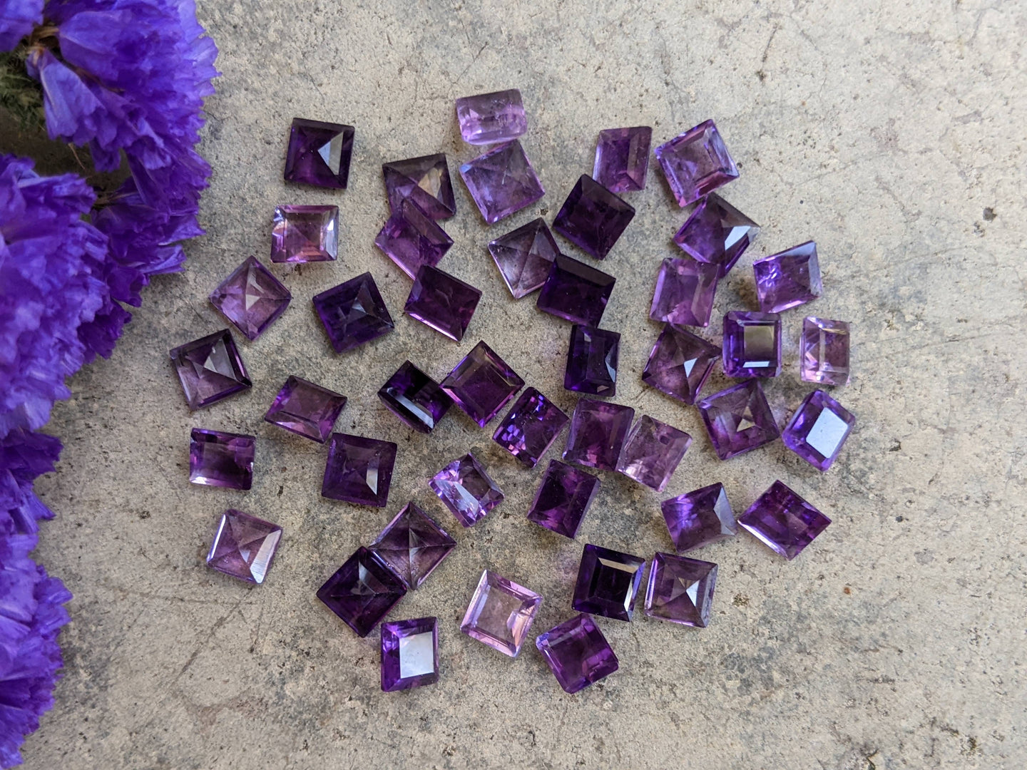 Amethyst Square Facets - 6mm