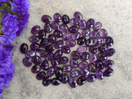 Amethyst Rose Cut Oval Cabochons - 6x8mm