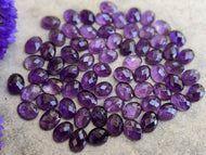 Amethyst Rose Cut Oval Cabochons - 5x7mm