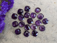 Amethyst Rose Cut Cushion (Square) Cabochons - 10mm